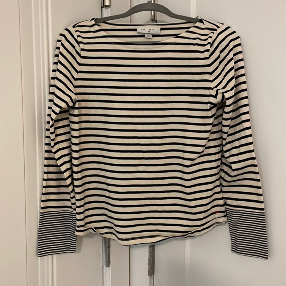 Cream and navy stripes